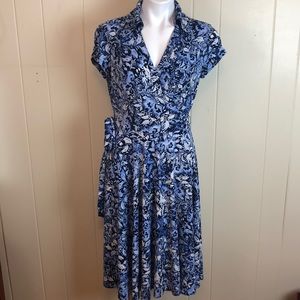 Muse Boston Proper Collared Floral Wrap Dress